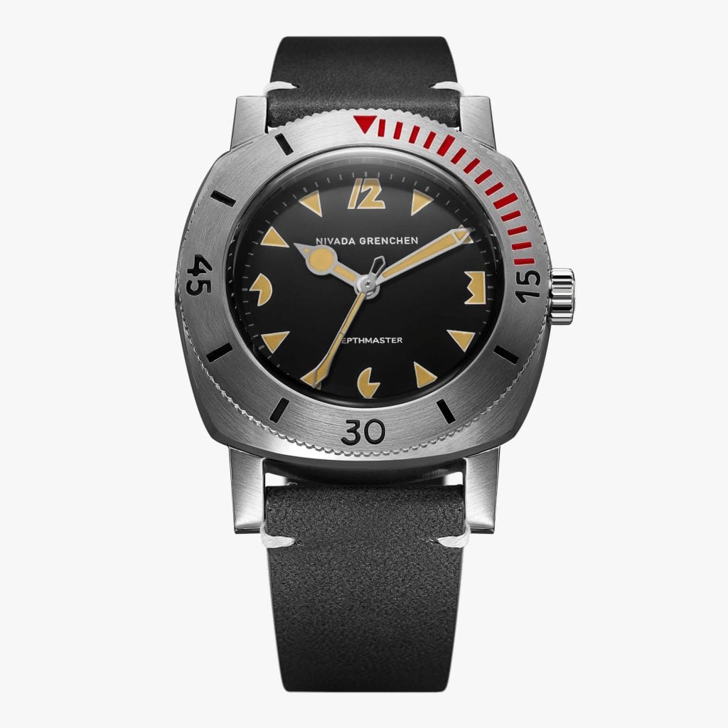 Nivada Art Deco Depthmaster - 39mm - Black Leather White Stitching
