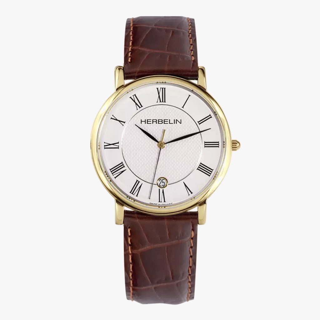 Herbelin Classique - Quartz - PVD Oro Giallo & Pelle Marrone