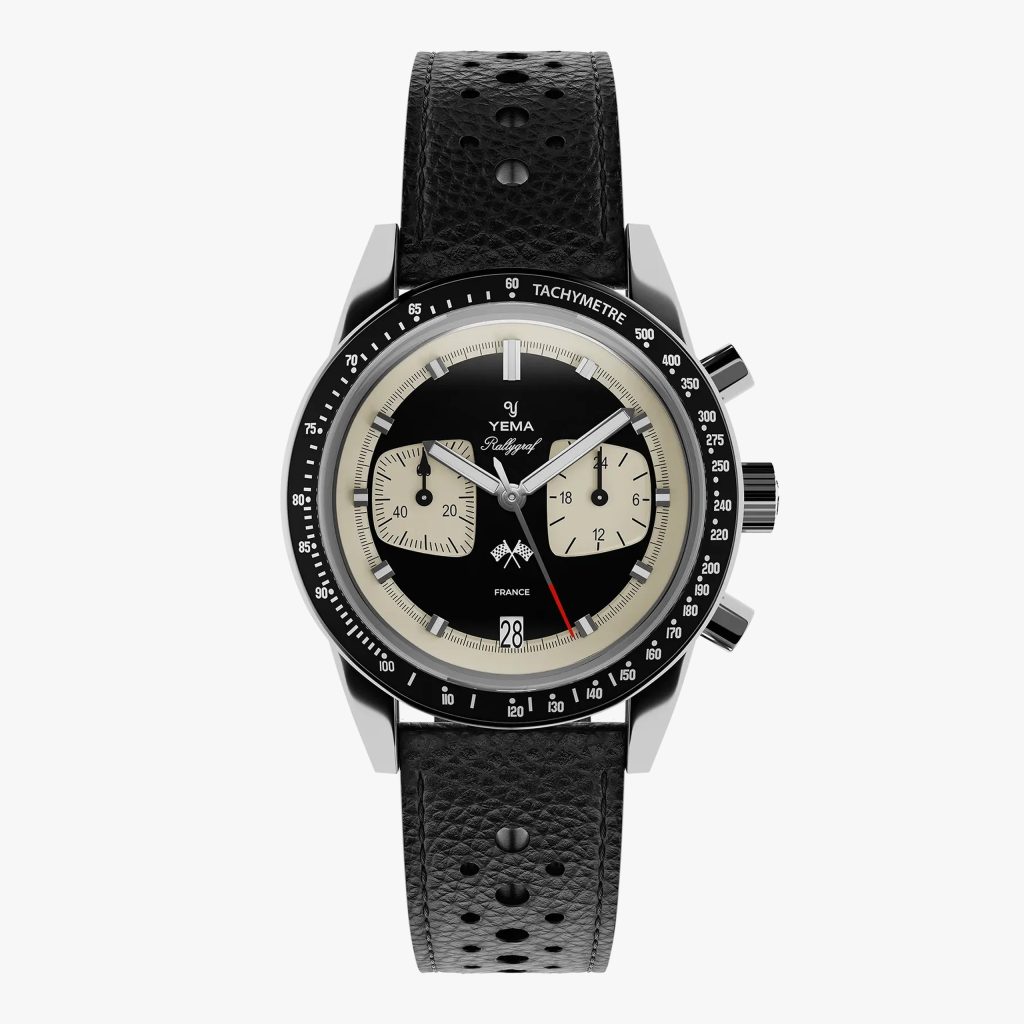 Yema Rallygraf Meca-Quartz Reverse Panda - 39mm Pelle Nera