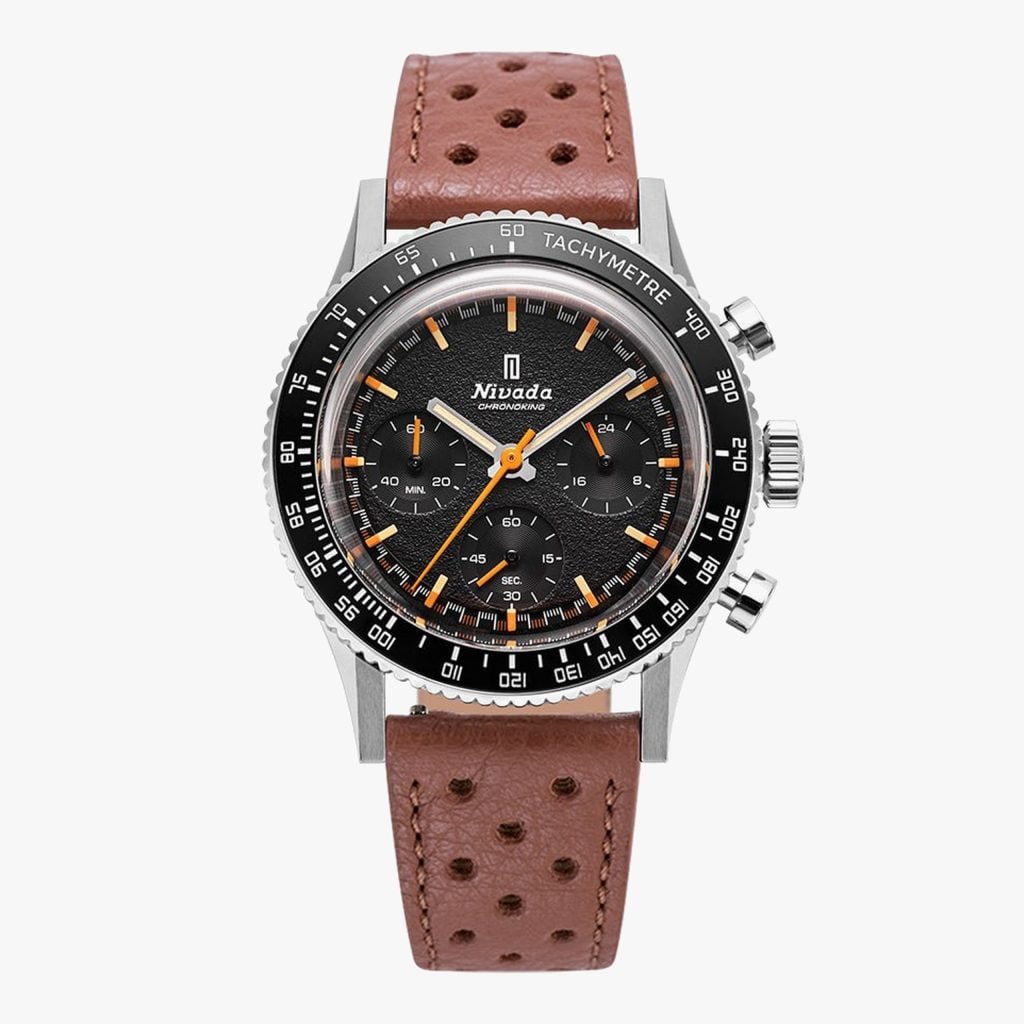 Nivada Chronoking Mecaquartz - INTER.BEZEL - Brown Racing Strap / Tachymeter
