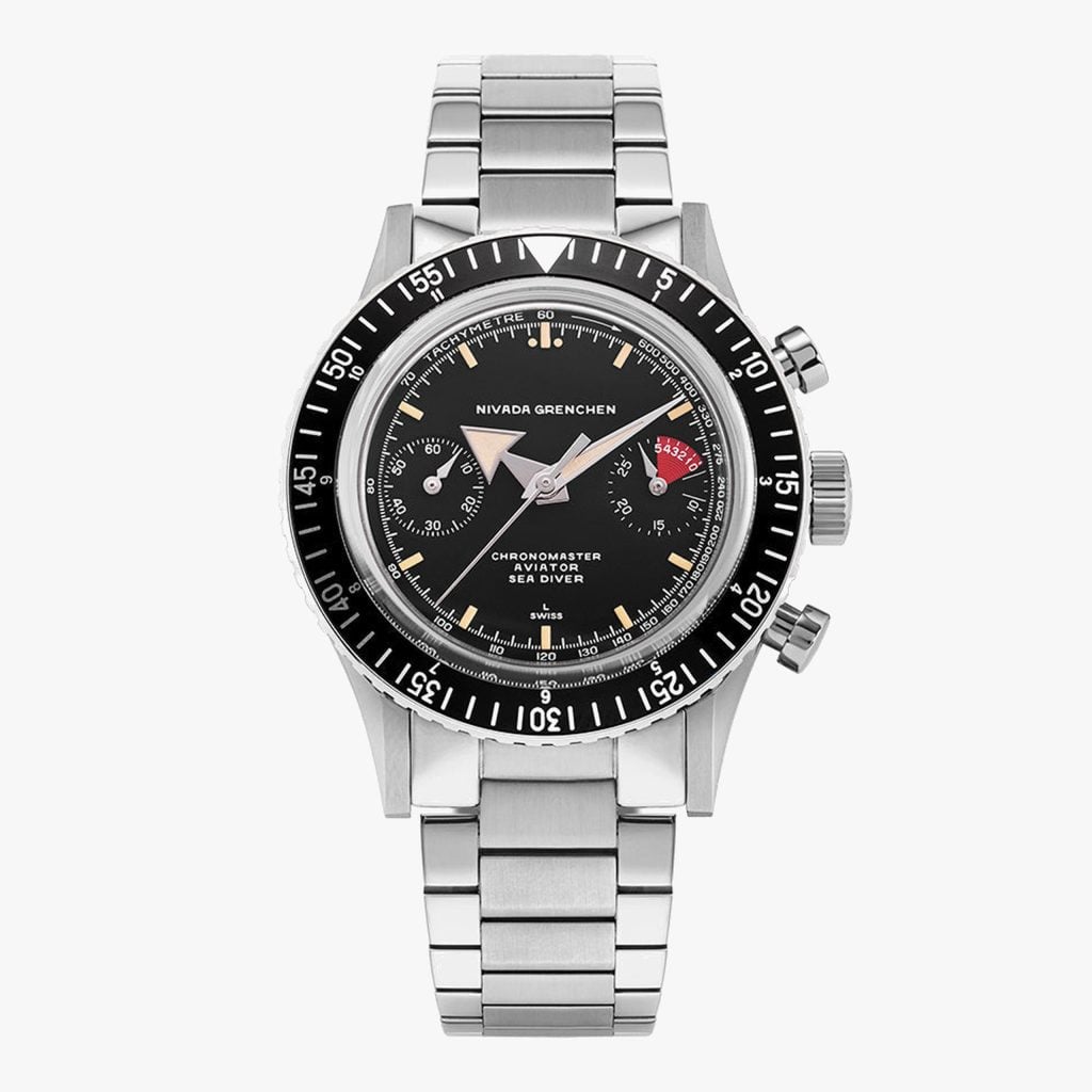Nivada Chronomaster Broad Arrow INTER.BEZEL - 38mm - Bracelet Flat Link / Closed Caseback