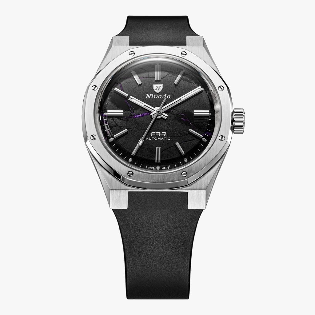 Nivada F77 Mkii Shungite Black - 100 Years - 38mm - Black Rubber Tropic