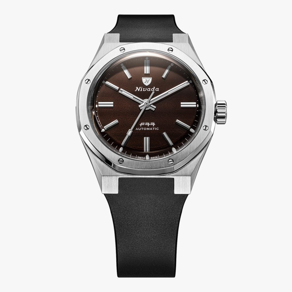 Nivada F77 Mkii Smoky Quartz - 100 Years - 38mm - Black Rubber Tropic