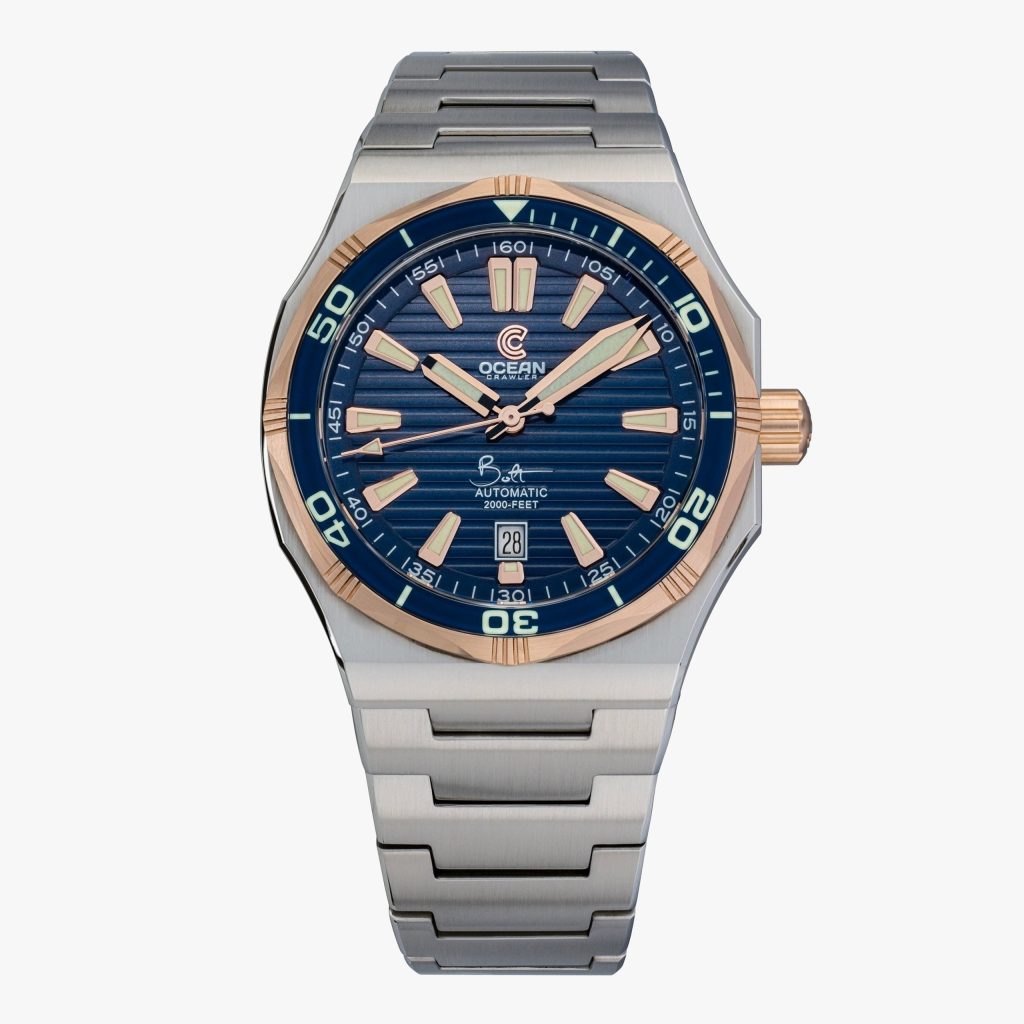 Ocean Crawler Bolt - Blue - Solid 18K Red Gold Bezel