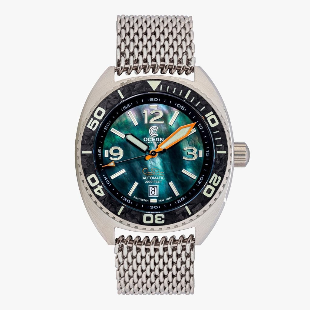 Ocean Crawler Core Diver - Black Mother of Pearl - Carbon Fiber Bezel