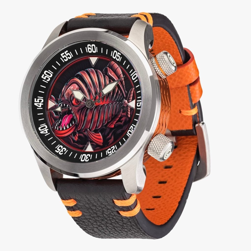 Ocean Crawler Piranha - Orange - Black Inner Bezel