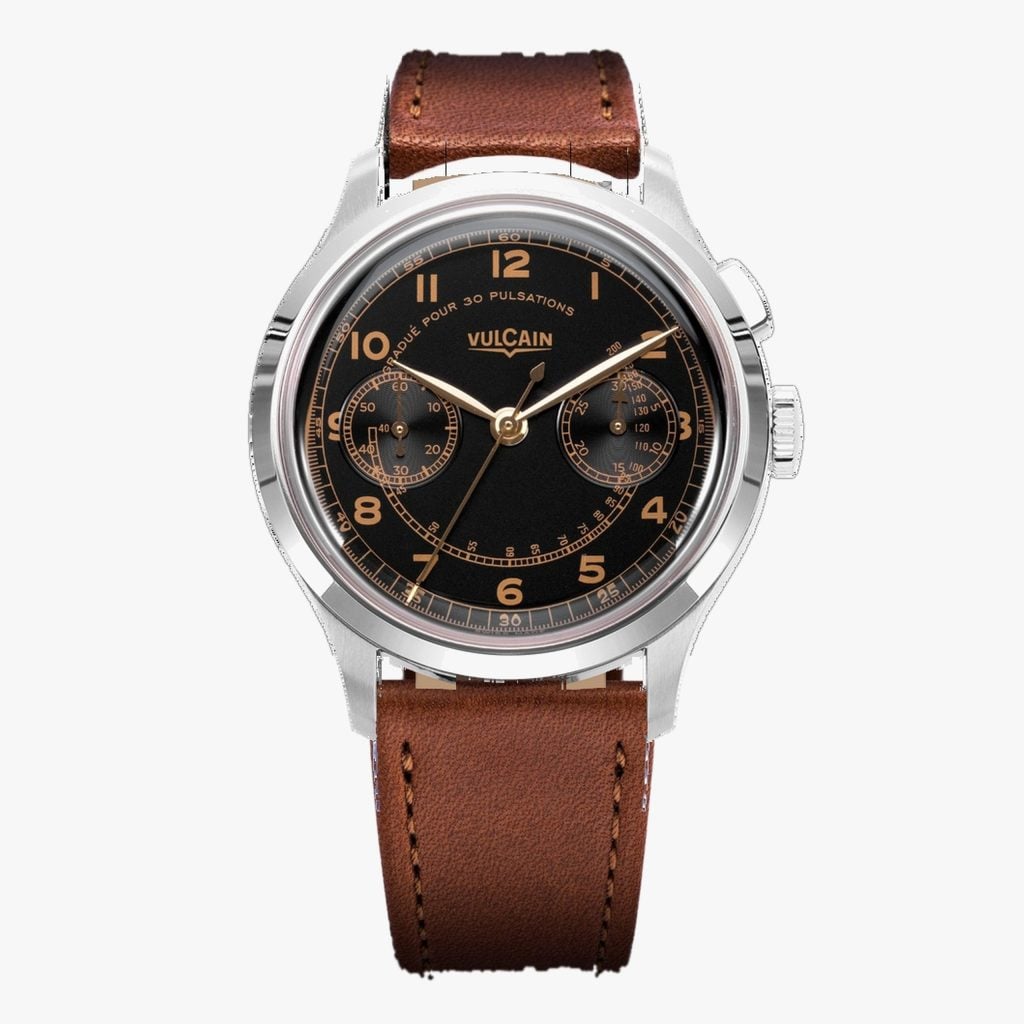 Vulcain Monopusher Heritage - Black – Brown Calf Skin Leather