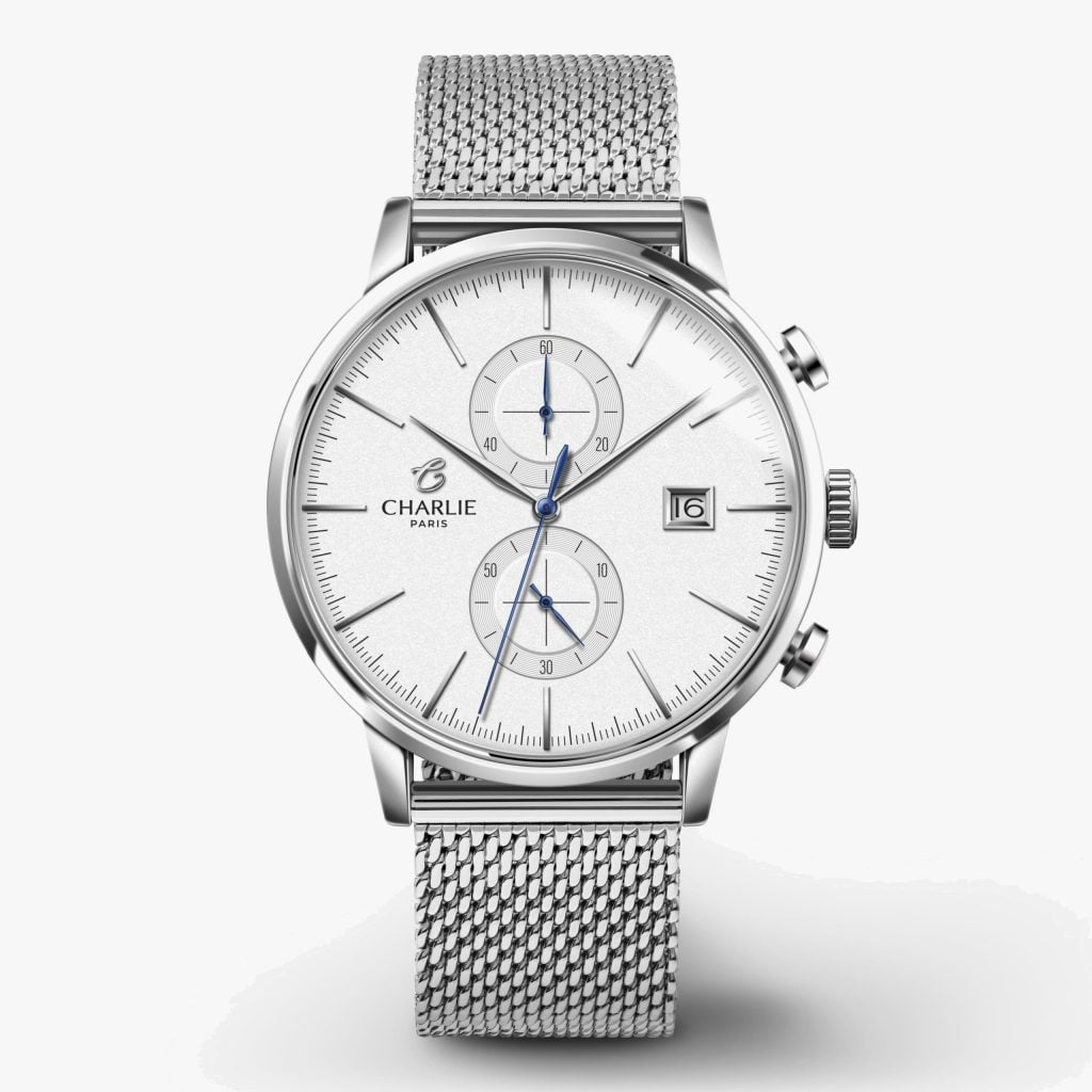 Charlie Paris Horizon - Chronograph - White - Milanese mesh