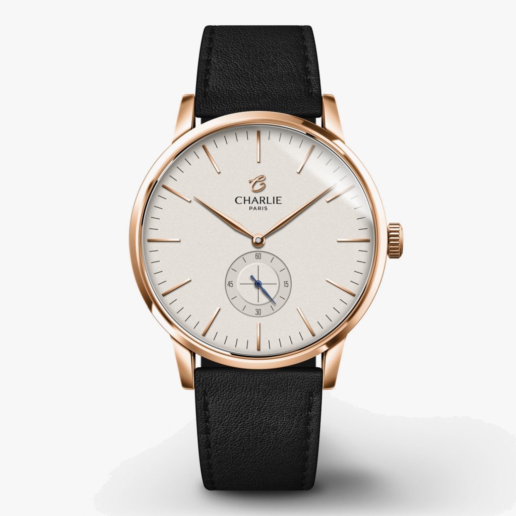 Charlie Paris Horizon - Rose gold - Black leather