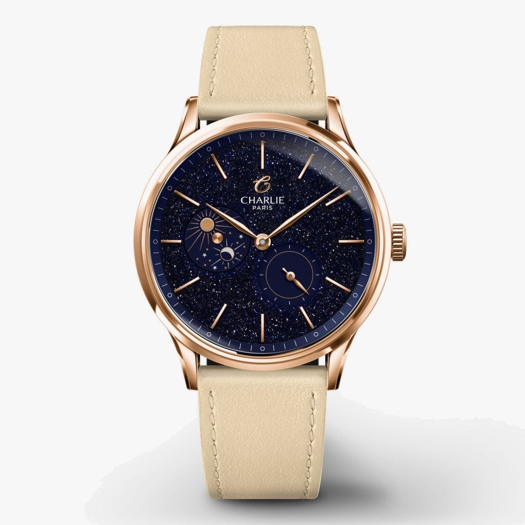 Charlie Paris Initial 36 - Day/Night - Aventurine Rose Gold - Sand leather