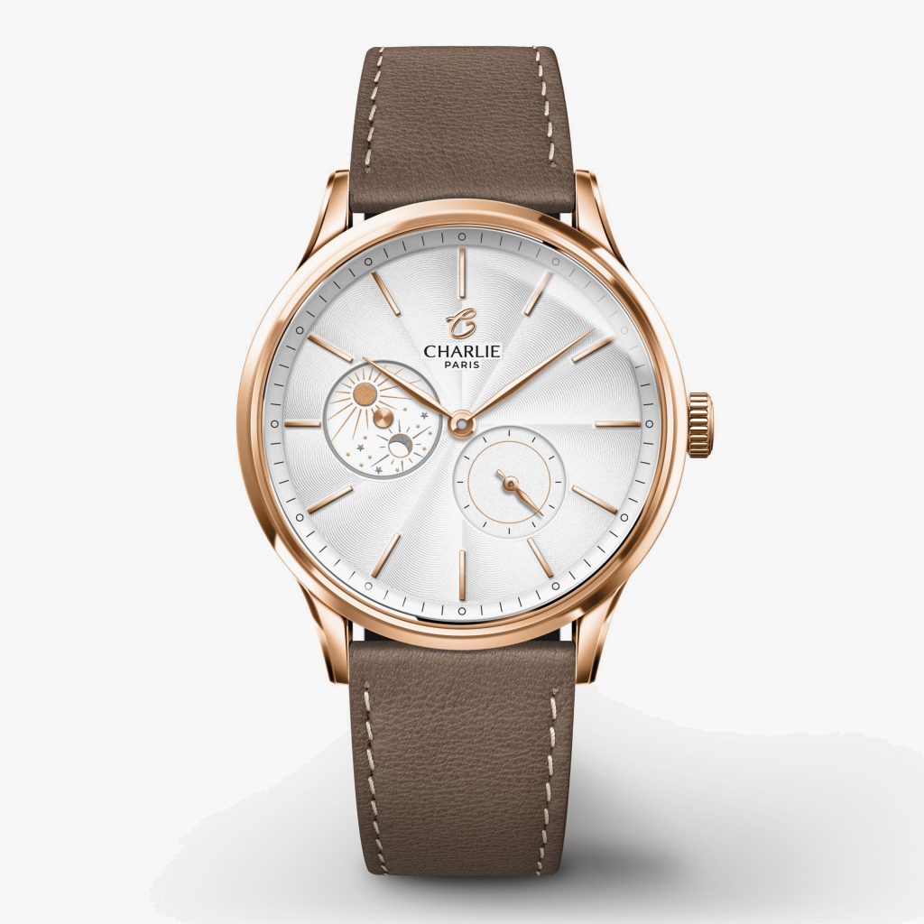 Charlie Paris Initial 36 - Day/Night - Rose Gold - Taupe leather
