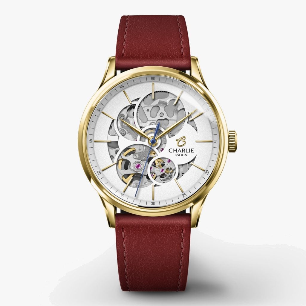 Charlie Paris Initial 36 - Openwork - Gold - Burgundy leather