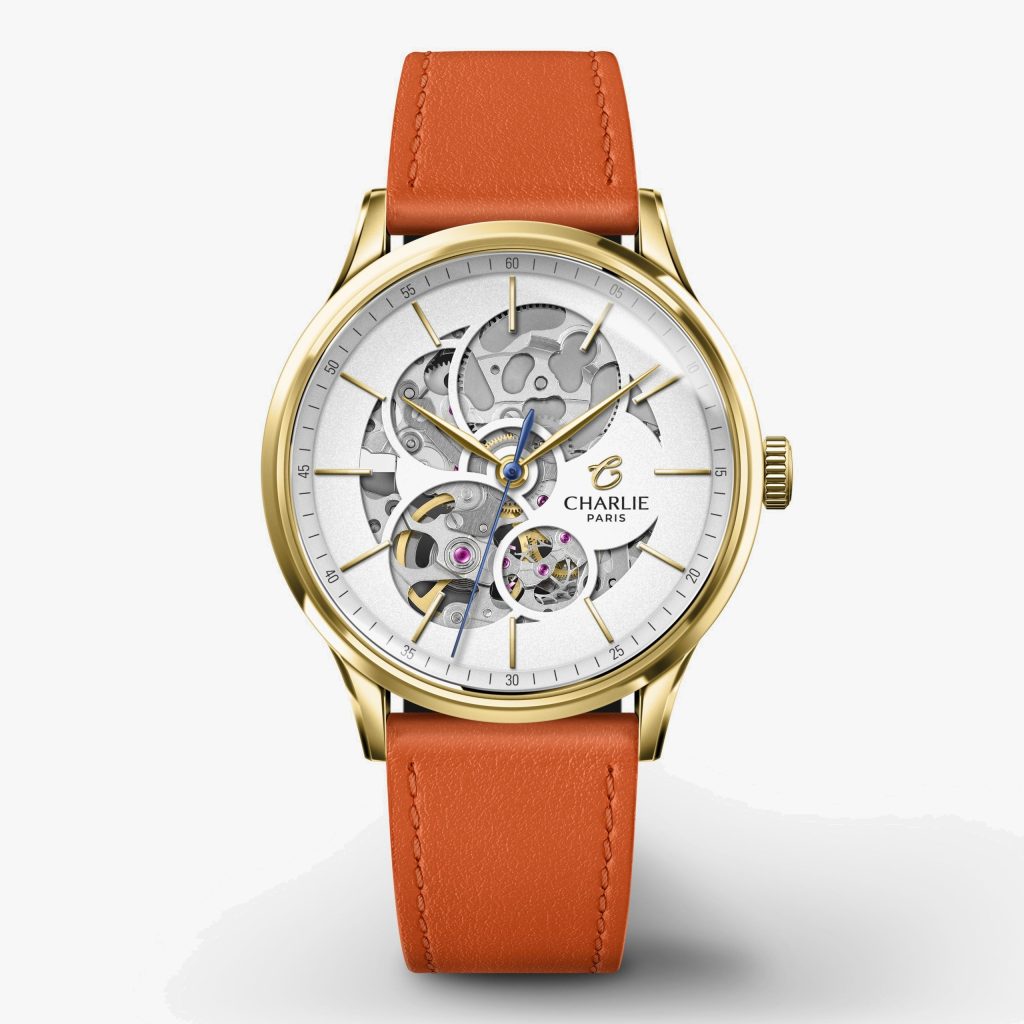 Charlie Paris Initial 36 - Openwork - Gold - Tangerine leather
