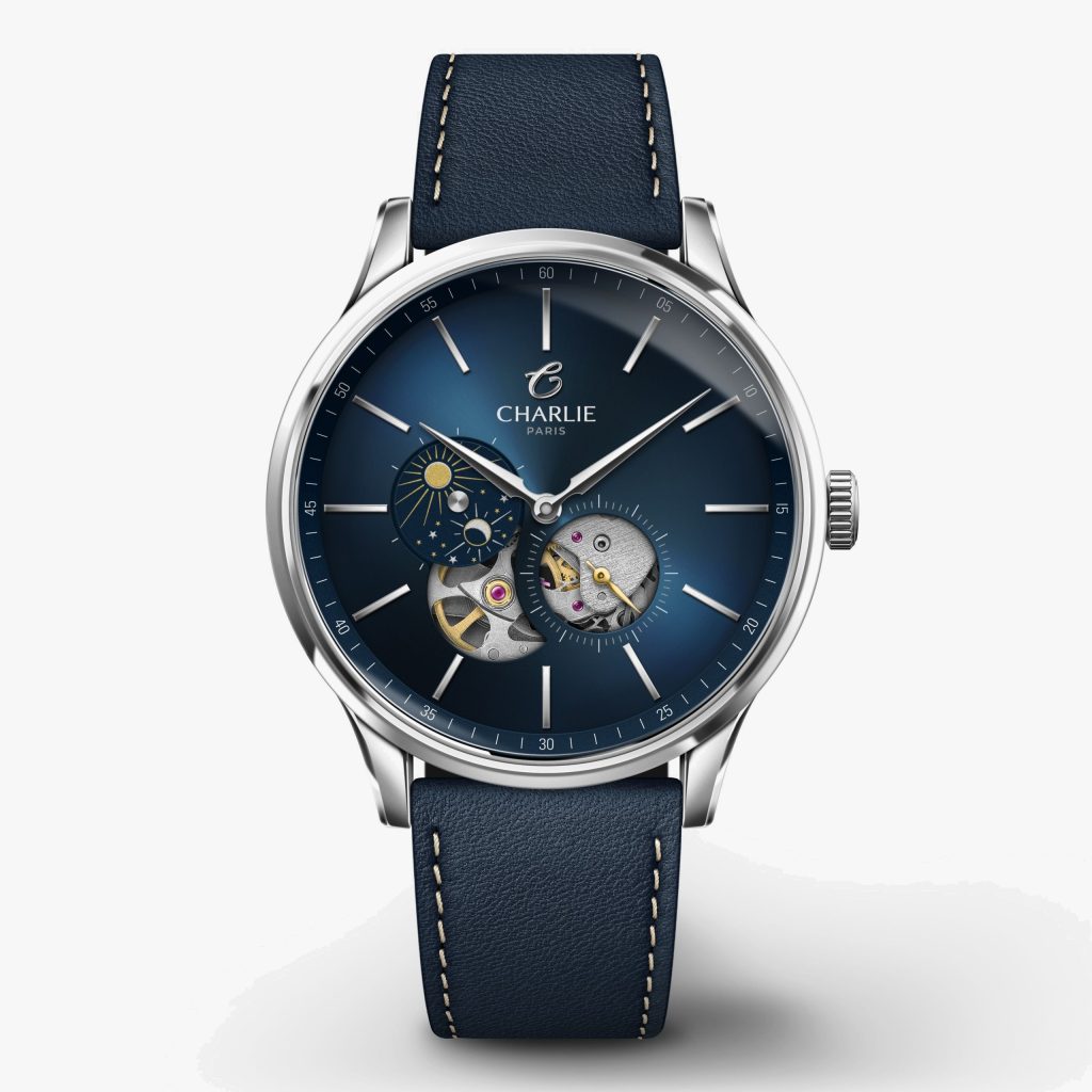 Charlie Paris Initial - Open Heart Day/Night - Blue - Blue leather