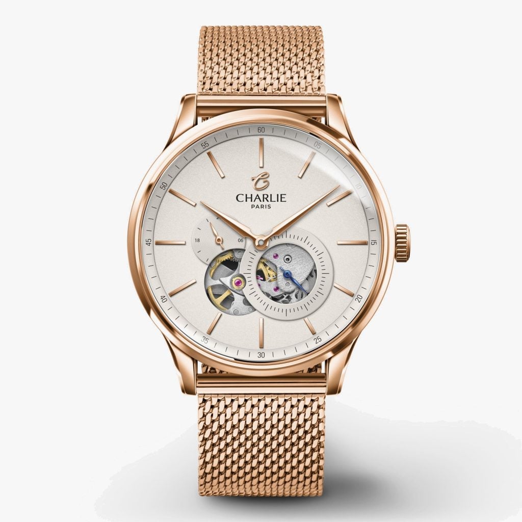 Charlie Paris Initial - Open Heart - Rose gold - Milanese mesh