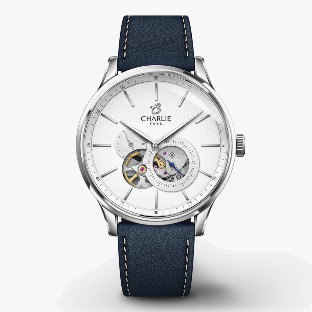 Charlie Paris Initial - Open Heart - White - Blue leather