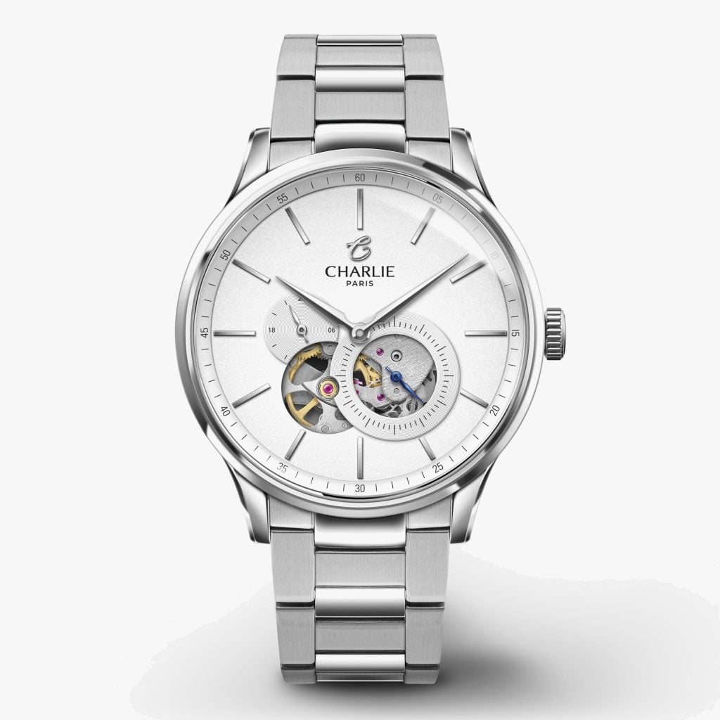 Charlie Paris Initial - Open Heart - White - Steel 3 links
