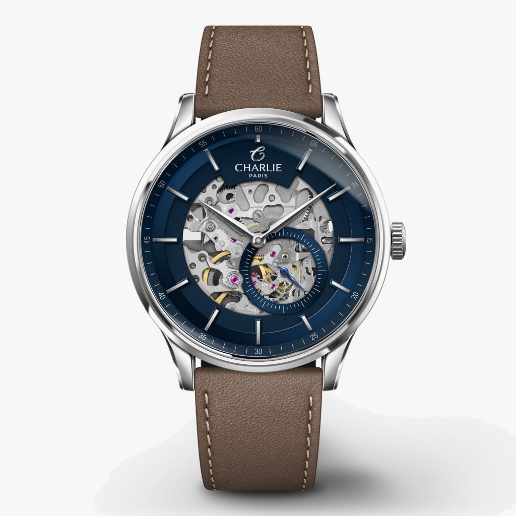 Charlie Paris Initial - Skeleton - Blue - Taupe leather