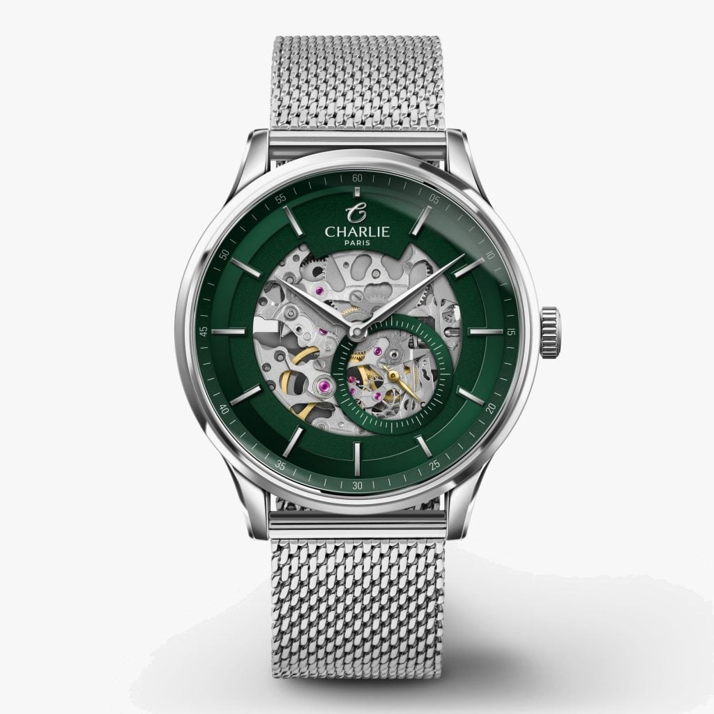 Charlie Paris Initial - Skeleton - Green - Milanese mesh