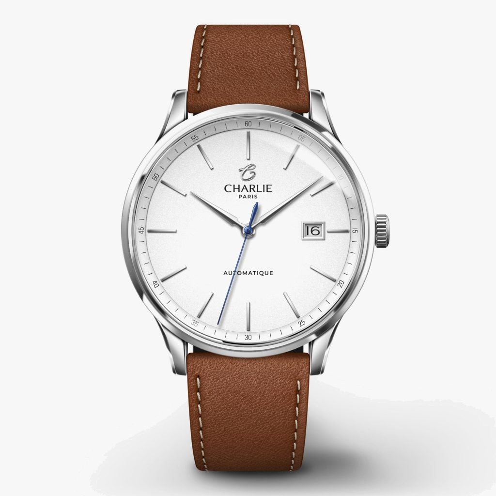 Charlie Paris Initial - Slim - White - Brown leather