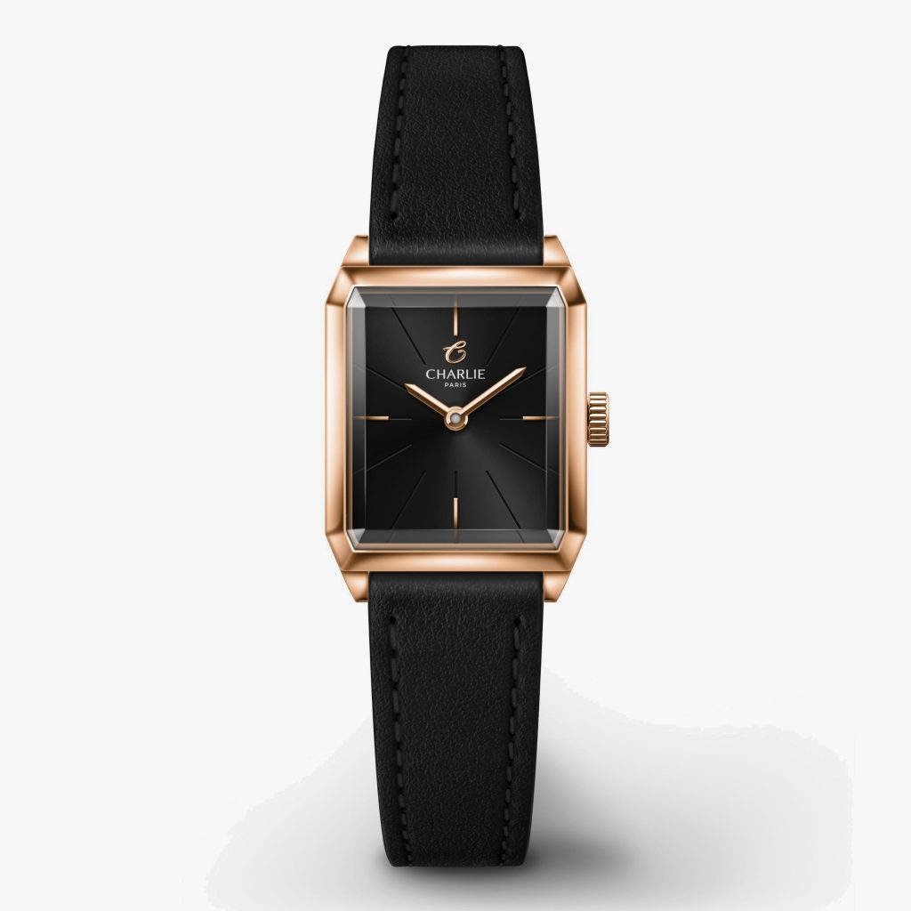 Charlie Paris Monceau - Rose Gold & Black - Black leather