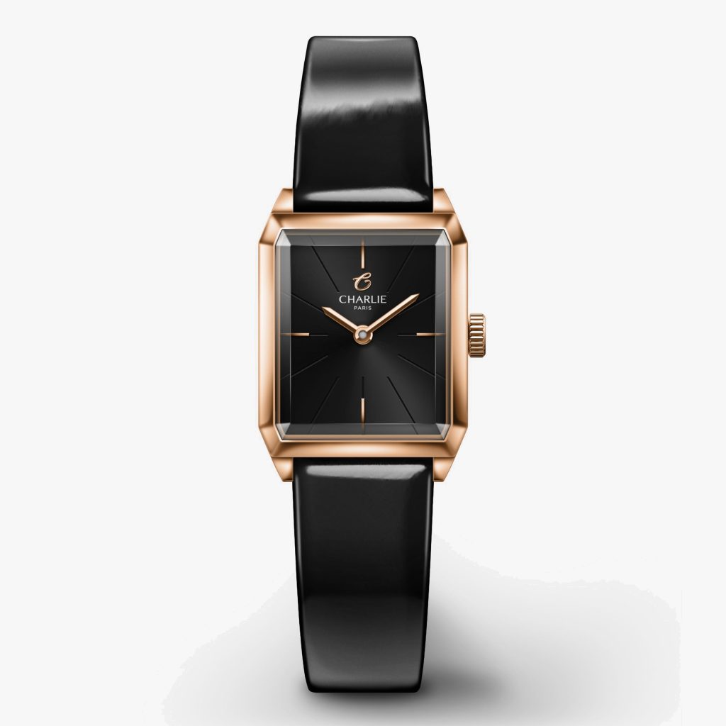 Charlie Paris Monceau - Rose Gold & Black - Black patent leather