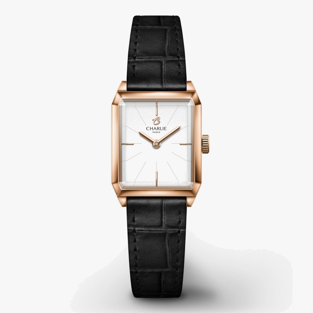 Charlie Paris Monceau - Rose gold - Black crocograin leather