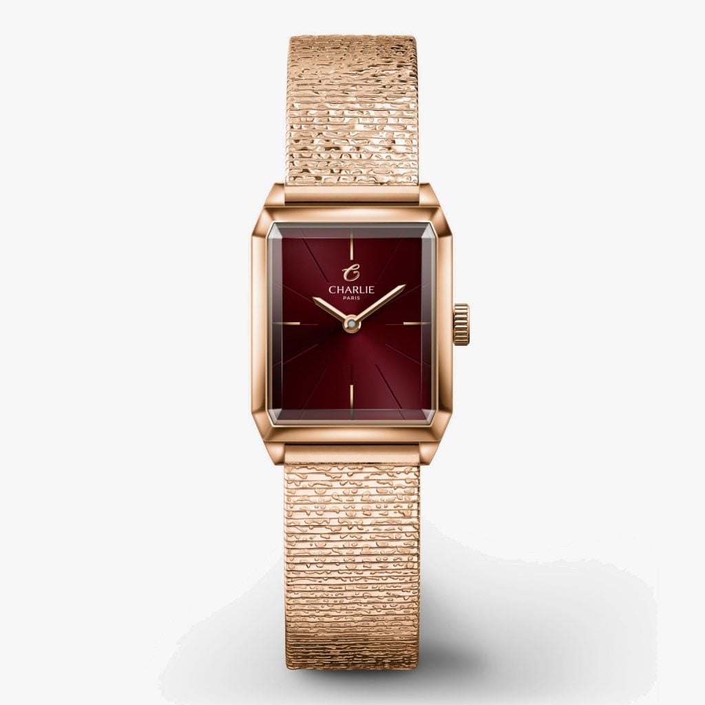 Charlie Paris Monceau - Rose gold & Bordeaux - Hammered mesh