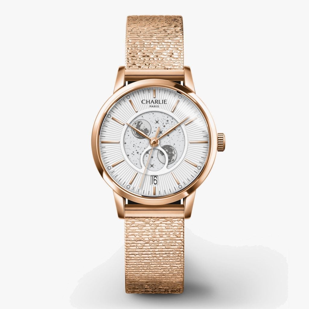 Charlie Paris Sully - Moon Phase - Rose gold - Hammered mesh