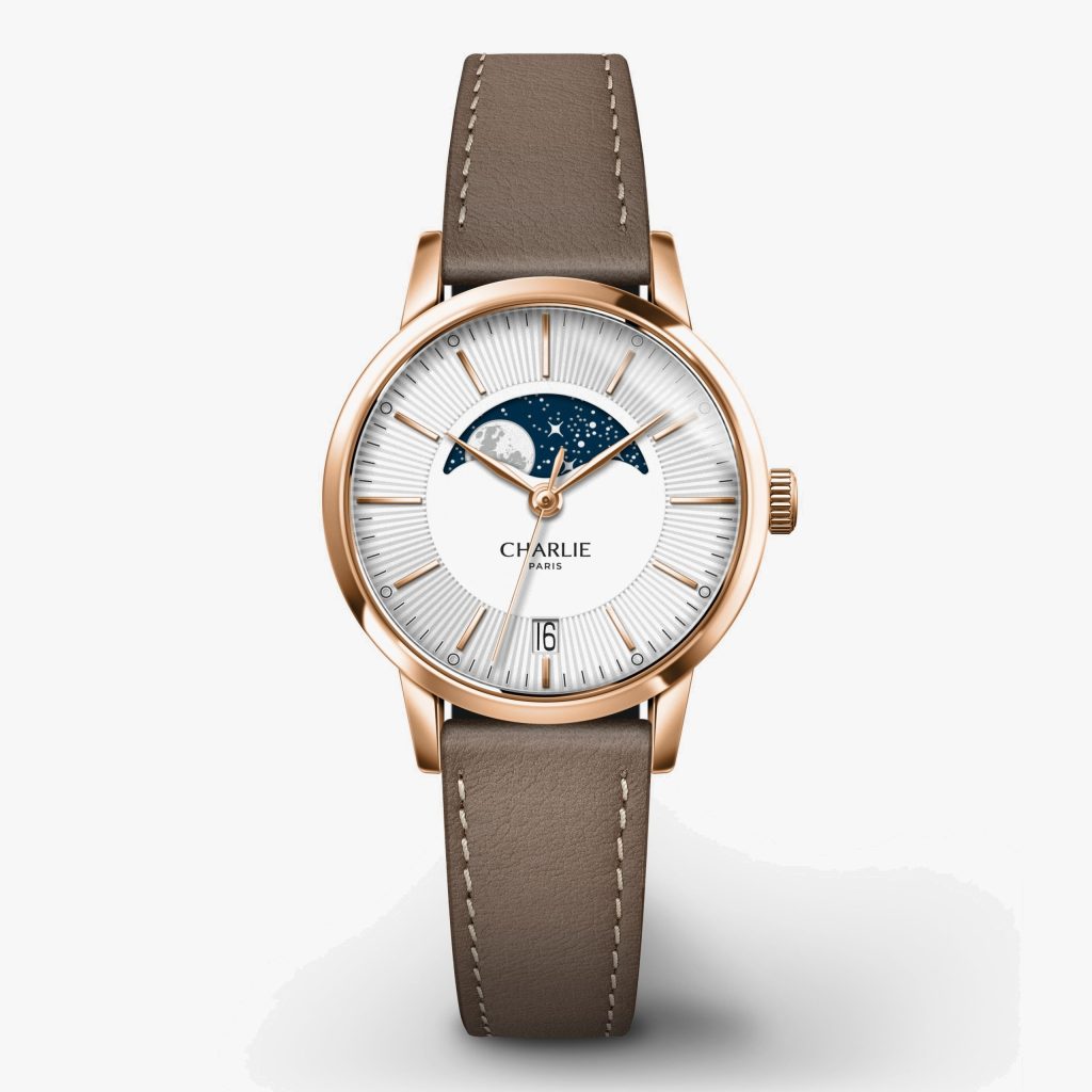Charlie Paris Sully - Moon Phase - Rose gold - Taupe leather