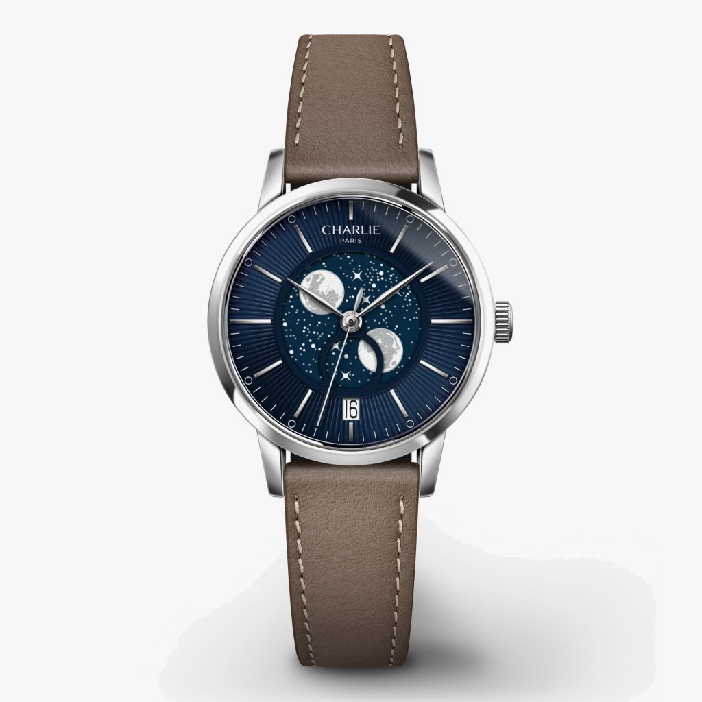Charlie Paris Sully - Moon Phase - Steel & Blue - Taupe leather