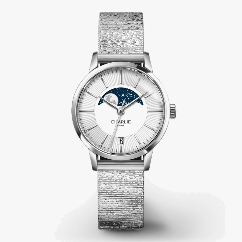 Charlie Paris Sully - Moon Phase - Steel - Hammered mesh