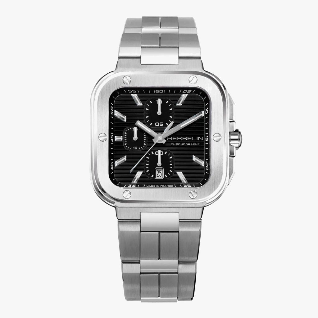 Herbelin Cap Camarat - Square Chronograph - Black and Steel