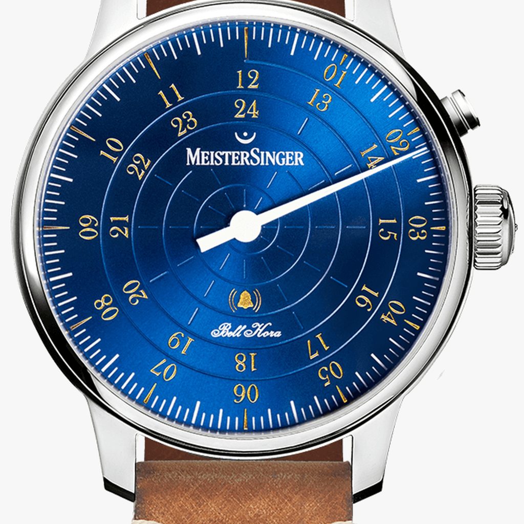 MeisterSinger Bell Hora Medium blue/Gold – Pelle da sella vintage, cognac