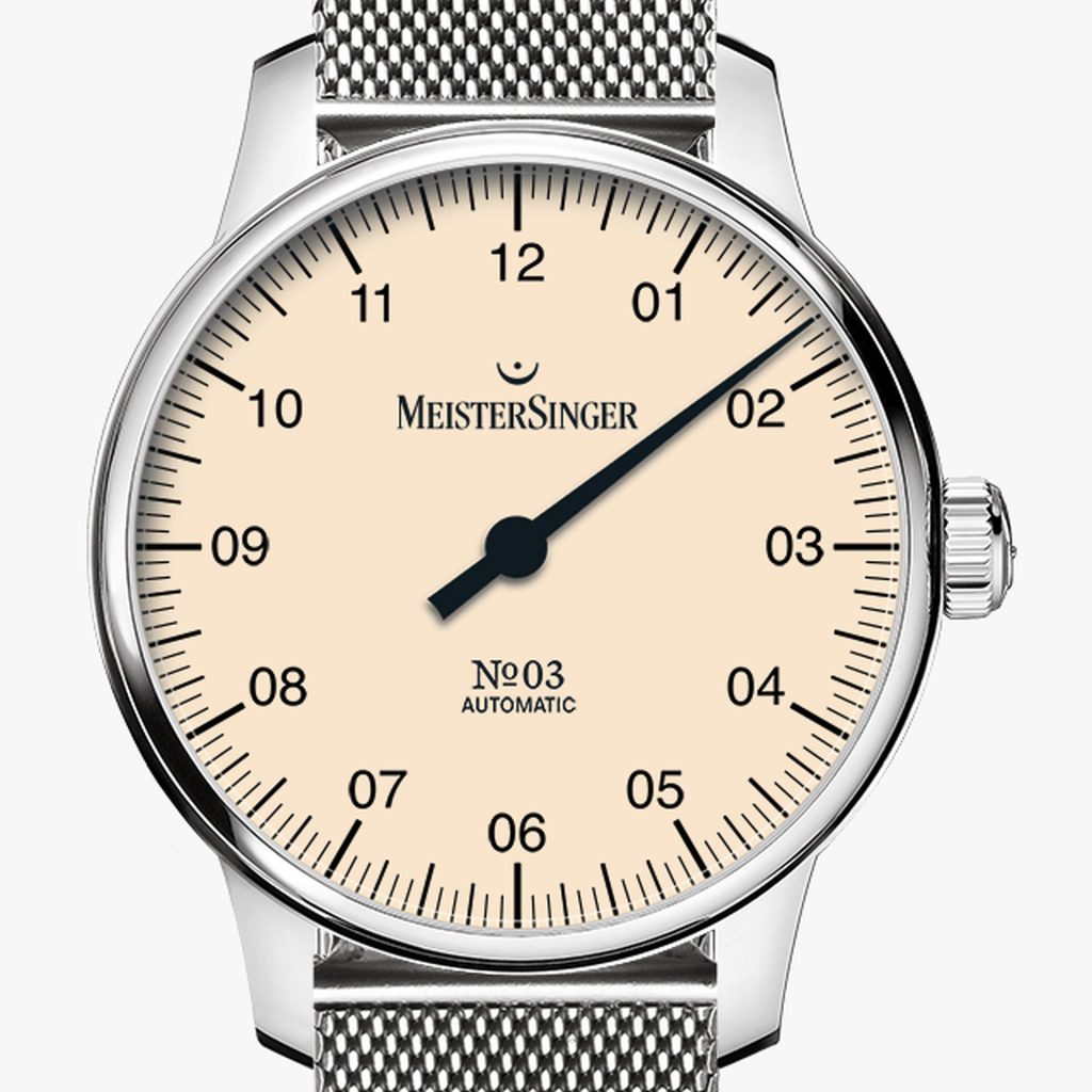 MeisterSinger №03 38mm Ivory – Bracciale milanese a maglia fine