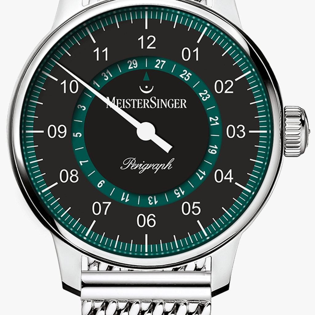 MeisterSinger Perigraph Black with petrol – Brazalete milanesa clásico