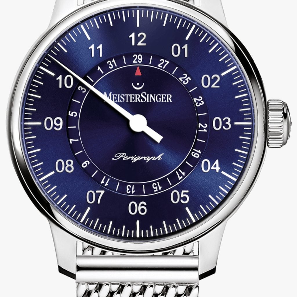 MeisterSinger Perigraph Sunburst Blue – Bracelet milanais classique