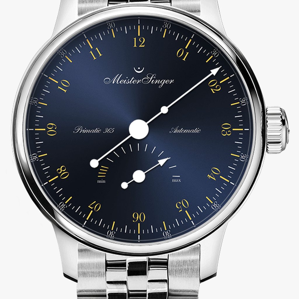 MeisterSinger Primatic 365 Sunburst steel blue with gold – Bracciale a maglie