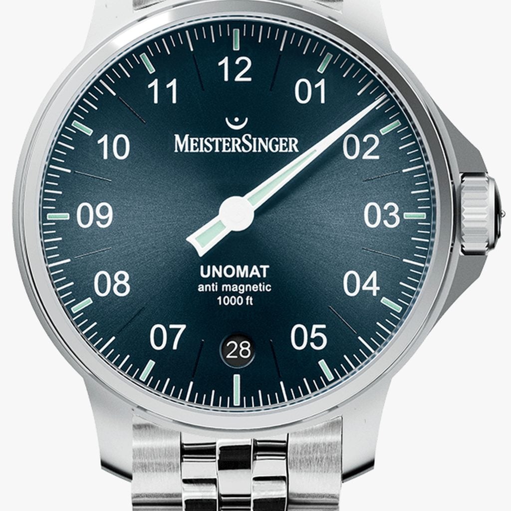 MeisterSinger Unomat Sunburst steel blue – Link bracelet