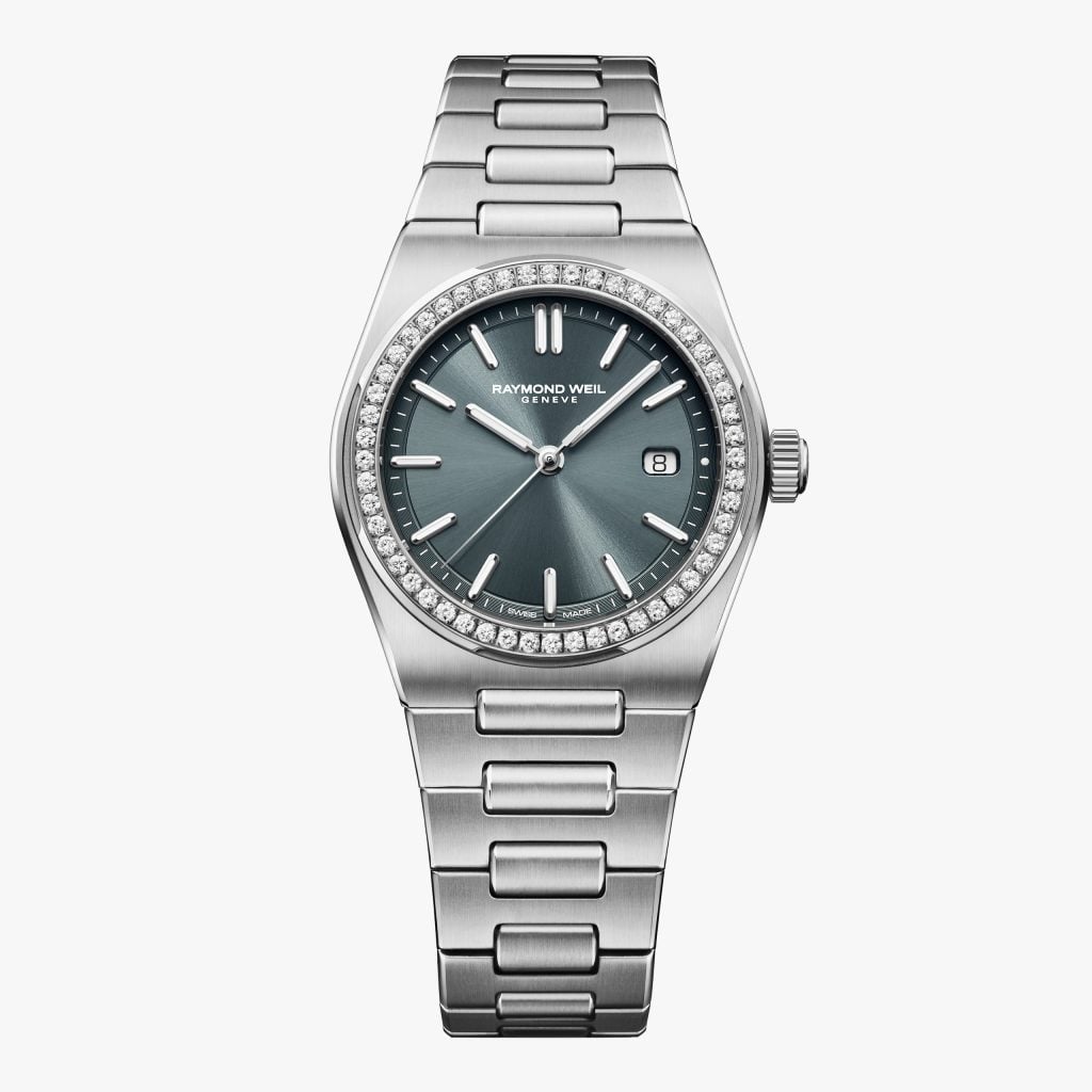 Raymond Weil A.R.T. Charcoal Blue Dial Diamond-Set Bezel Integrated Bracelet Quartz Watch