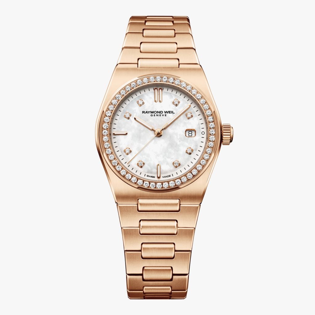 Raymond Weil A.R.T. Mother-of-pearl Dial Diamond-Set Bezel Integrated Bracelet Stainless Steel With Rose Gold PVD Quartz Watch