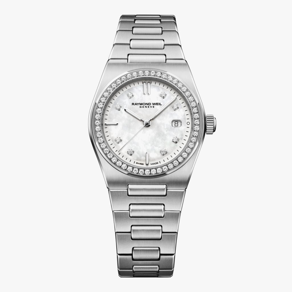 Raymond Weil A.R.T. Mother-of-pearl Dial Diamond-Set Bezel Integrated Stainless Steel Bracelet Quartz Watch